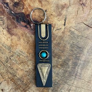 Mahogany, Brass & Rare Blue Bead Talisman – Handcrafted in Kenya, East Africa